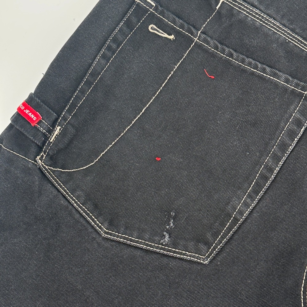 JNCO‎ Jeans Mens Black Baggy Cargo Carpenter Shorts Embroidered Crown Size 34 - Picture 8 of 10